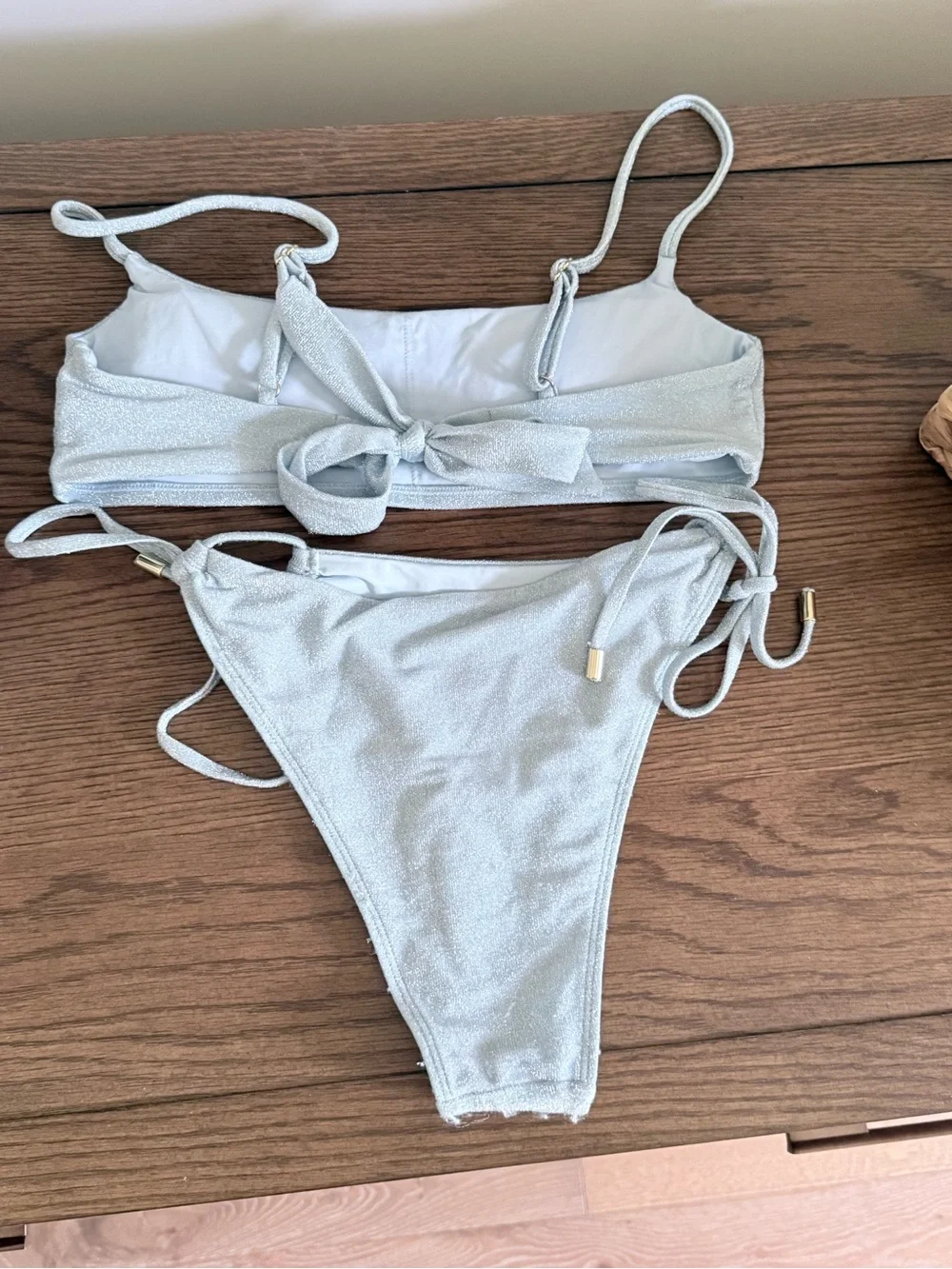 Monday Swimwear Sparkle Pale Blue Tie-Side Bikini